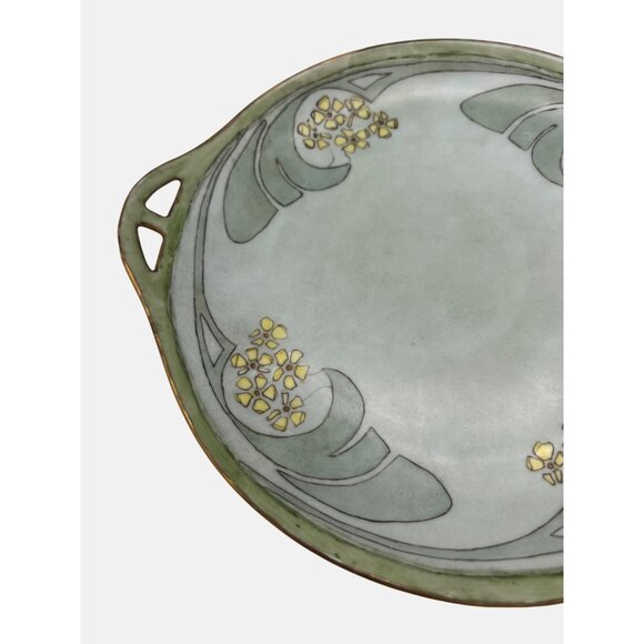 Handpainted HC Royal 1916 Decorative Plate By Eda Norvell 10.25" Green Floral - Picture 3 of 6